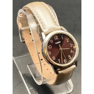 Timex Mens Womens Watch 31mm New Battery New Metallic Silver Adjustable Leather